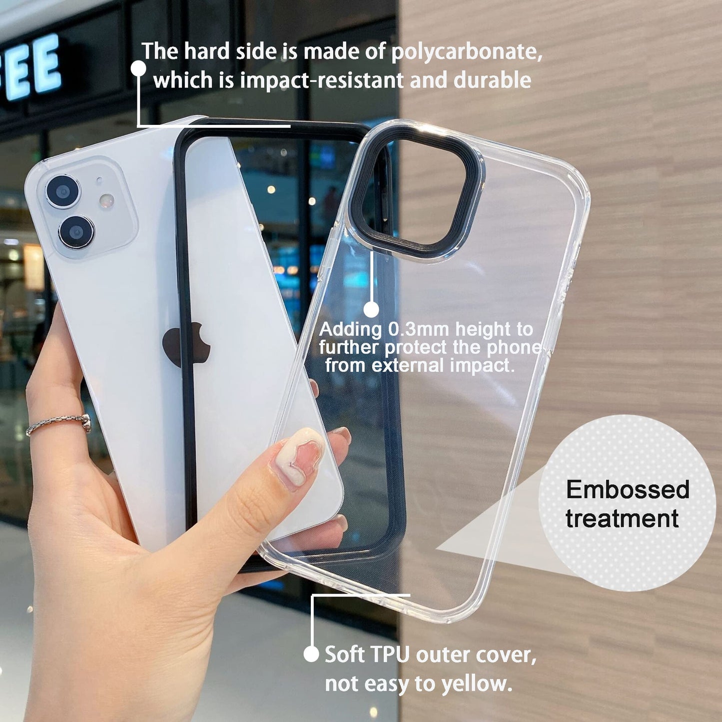Suitable For iPhone Series Anti-Fall Transparent 3-In-1 Mobile Phone Case
