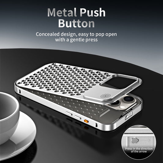 📱Suitable For iPhone 16 Series Aluminum Alloy Aomatherapy Heat Dissipation Mobile Phone Case